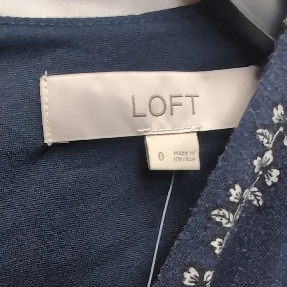 LOFT Navy and White Floral Midi Dress - Picture 5 of 9